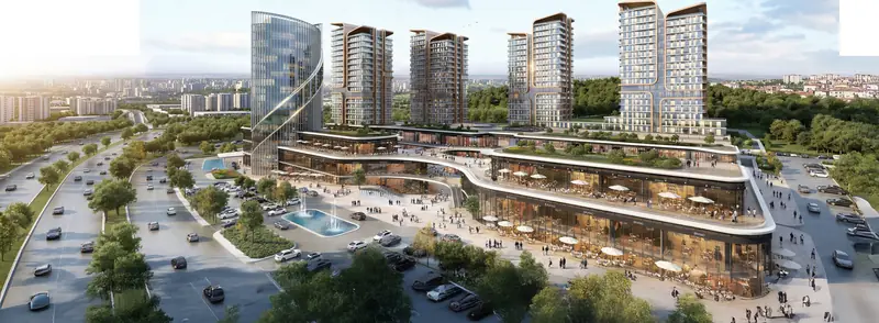 Akşam saatlerinde AVM cephesi