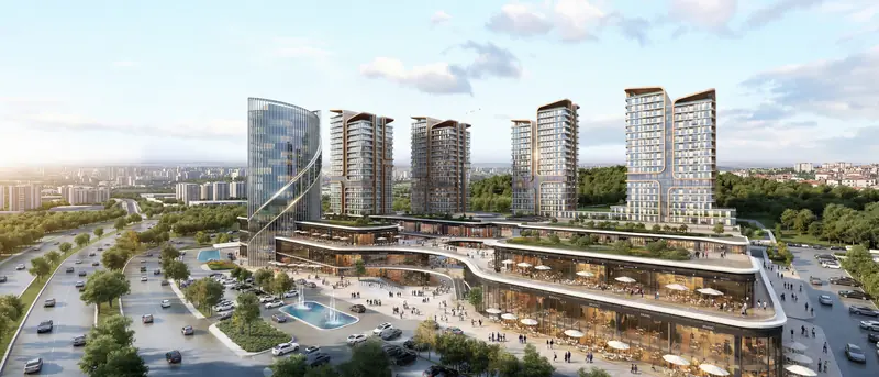 Gece görünümüyle otel bloğu